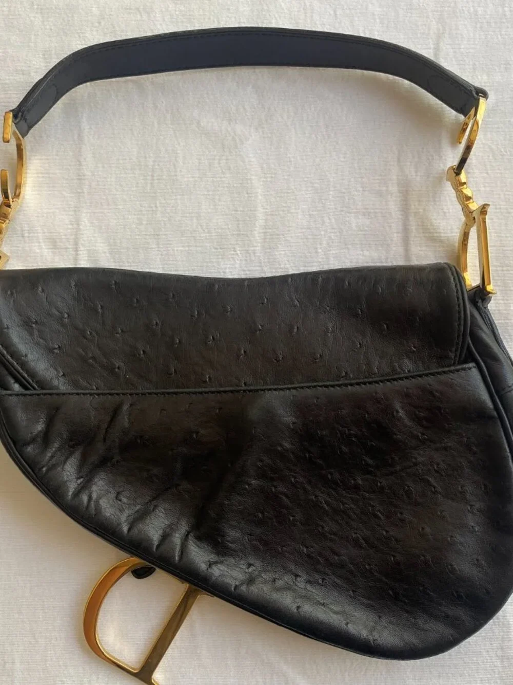 Christian Dior Ostrich Saddle Bag - Picture 2 of 8